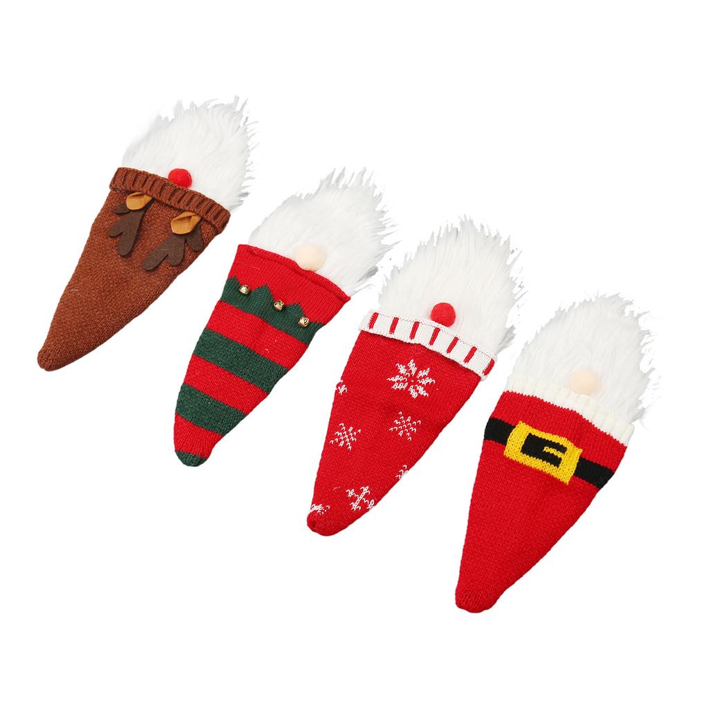 4Pcs Christmas Gnome Wine Bottle Cover Decorative Christmas Wine Bottle Cover Topper for Christmas Party Dining Table