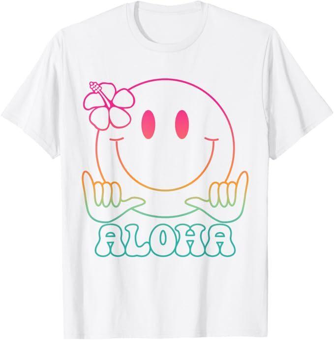 Aloha Hawaiian Cute Smile Face Shaka Hibiscus Kids Girls T-Shirt Unisex T-Shirt S