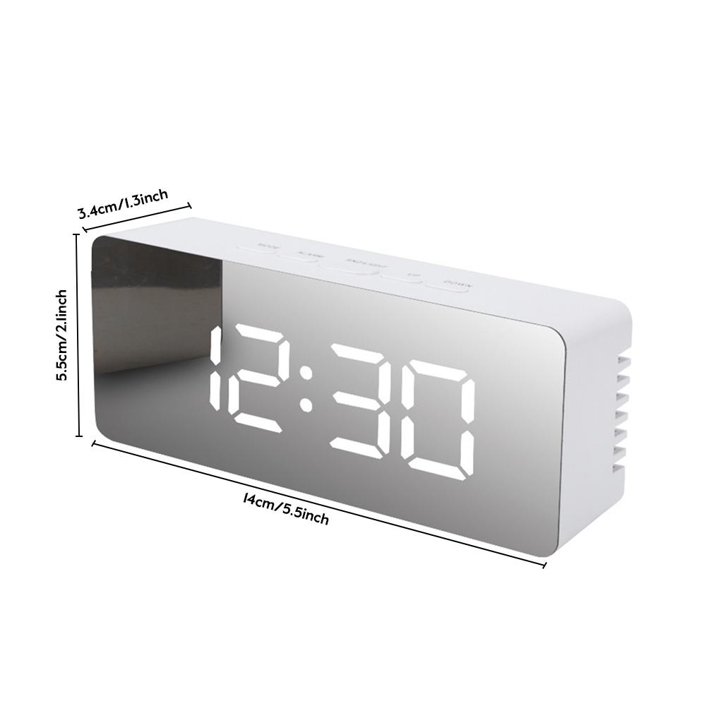 1pc Digital Alarm Clock LED Large Mirror Display Snooze Temperature Night Light USB Rechargeable Prompt Alarm Clock Home Decor