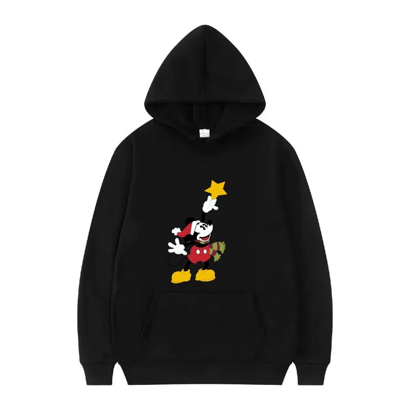 Disney Mickey Mouse Pattern Woman Fleece Sporty Loose Grey Winter Tops Clothing Pullovers Ladies Cheap Hoodies Men Sweatshirts