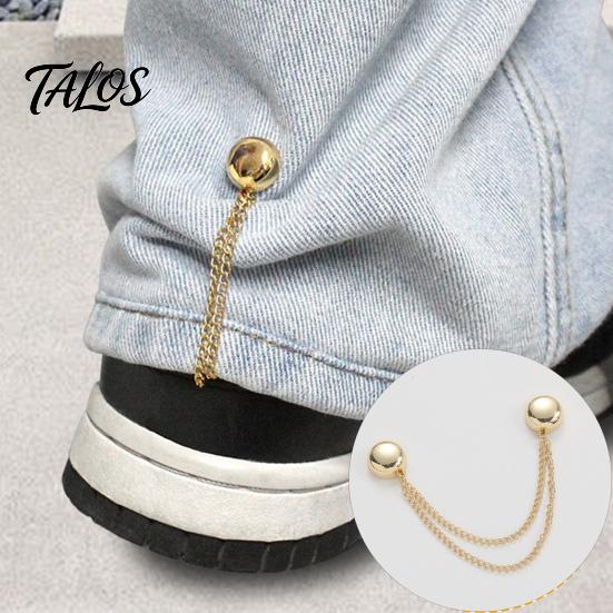 Trouser Leg Clips 2Pcs Magnetic Clothing Pin for Shortening Pants Legs, Button Clip Legs Shirt Sleeves Hems, Clothes Decorative with Chain No