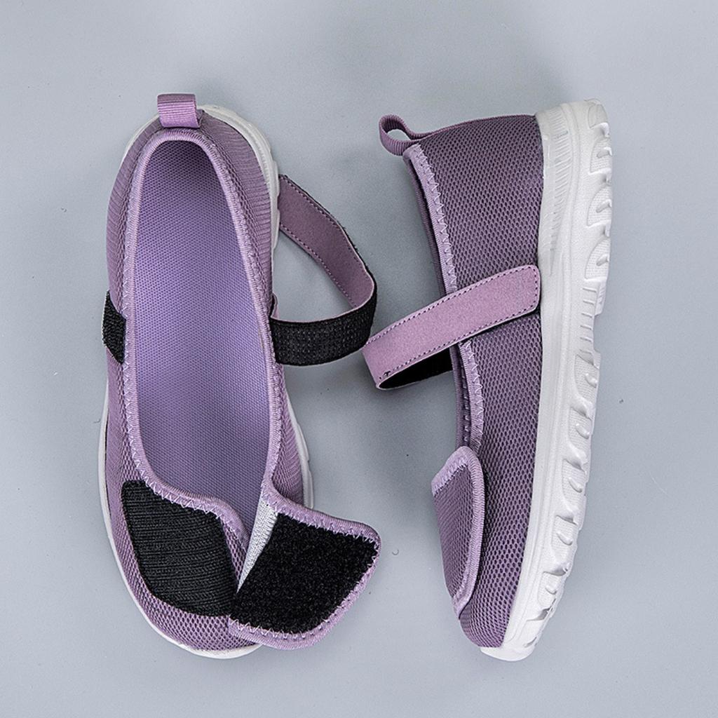 Ladies' Barefoot Walking Shoes, Velcro Adjustable Flat Shoes, Arthritis Edema Casual Shoes, Breathable and Convenient Slip In Sports Shoes