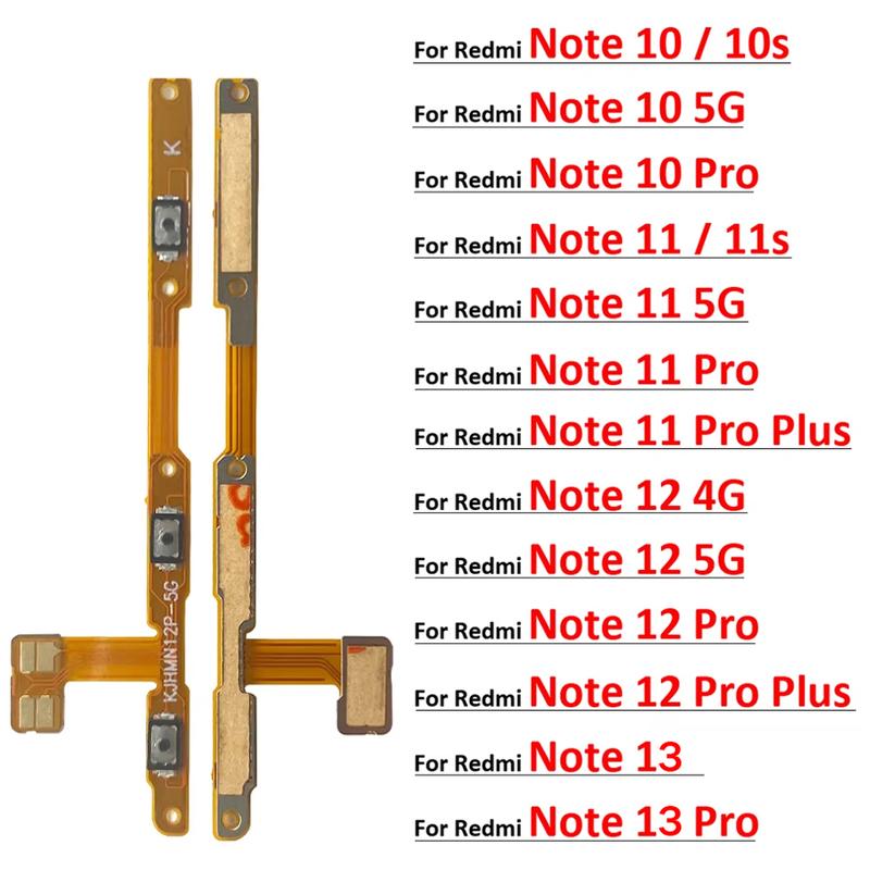 Power On Off Button Volume Key Switch Flex Cable For Xiaomi Redmi Note 10 10s 11 11s 11E 11T 12 12s 12 13 Pro Plus 4G 5G