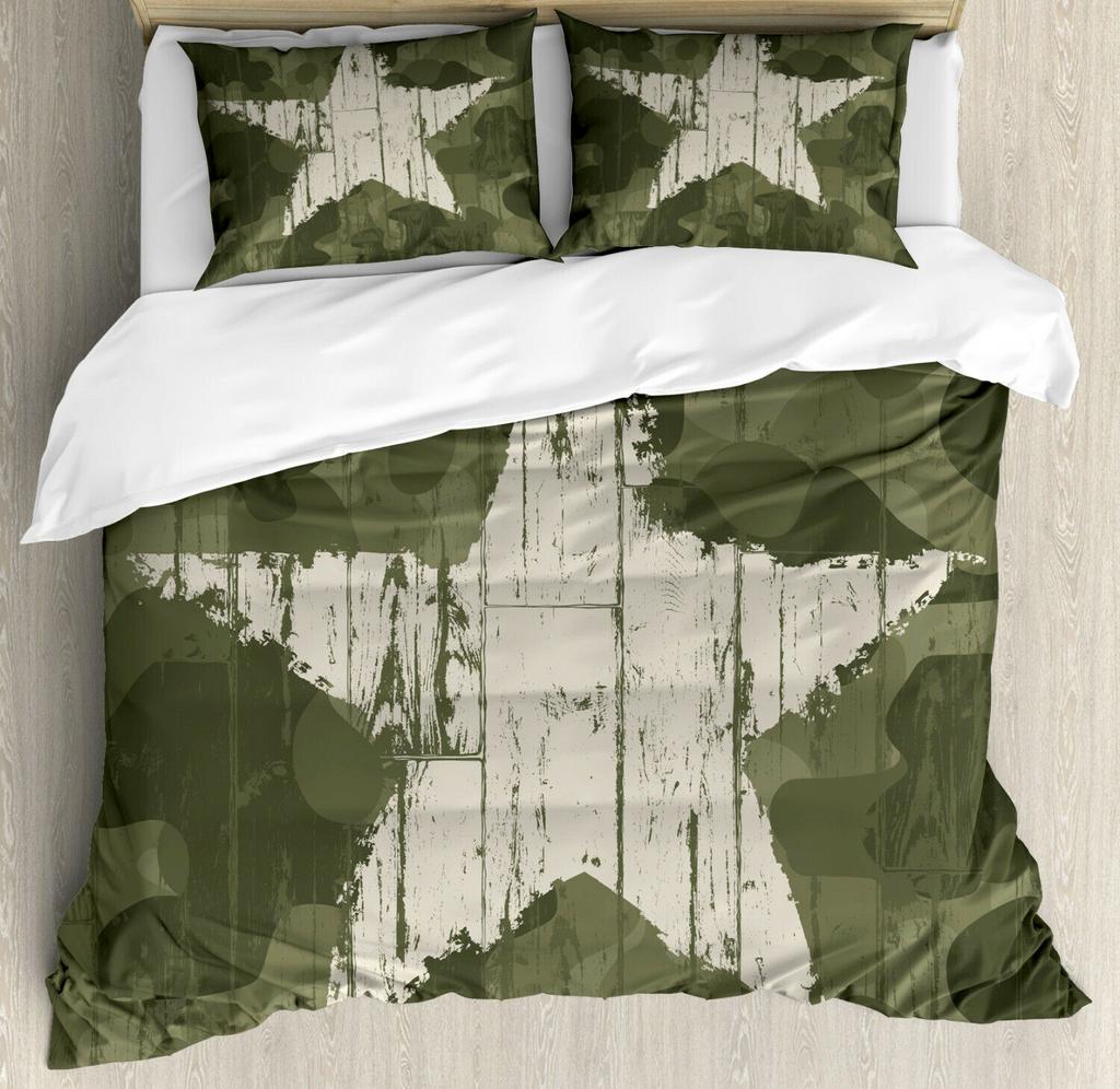 Camouflage Duvet Cover Set, Camouflage Concept Concealment Artifice Hide Force Uniform Pattern Fashion, 3 Piece Bedding Set