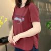 Elegant Summer Printed Plus-Size T-Shirt for Moms - Loose, Flattering, Youthful Style