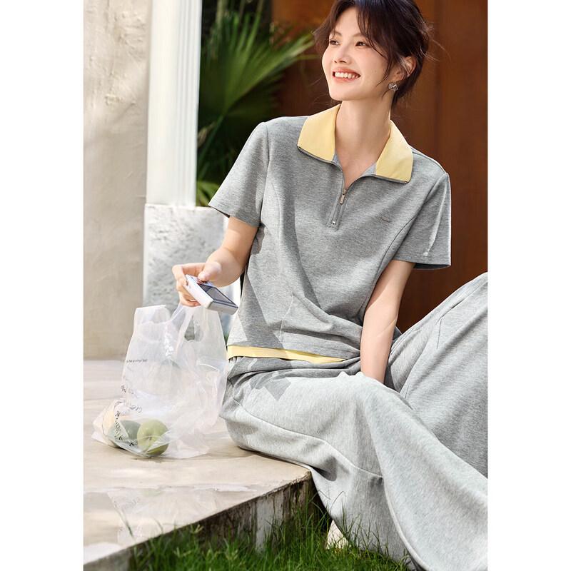 XWI Women s Faux Two-Piece Color-Block T-Shirt & Pants Set M