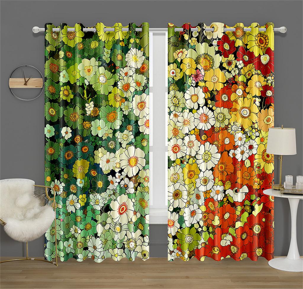 Beautiful floral Beauty model curtains green wall scenery curtains suitable for living room office kitchen decoration 2 pcs