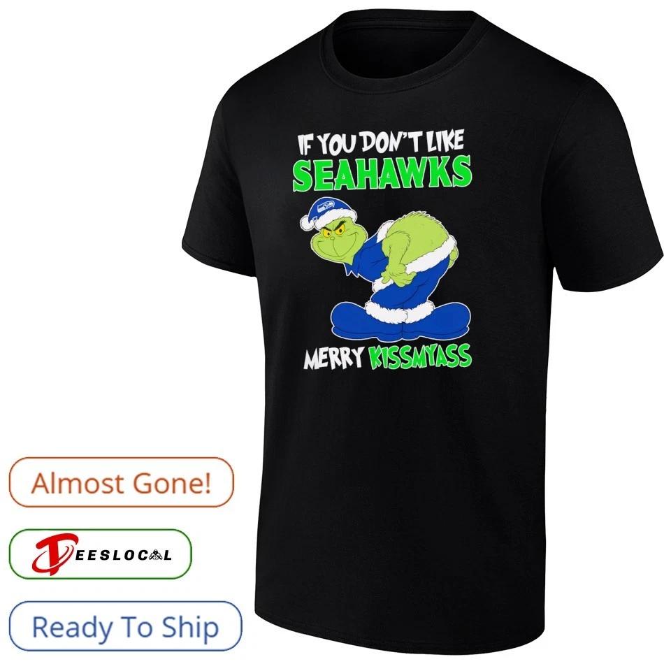The Grinch if you dont like Seattle Seahawk merry kiss my ass Christmas shirt S