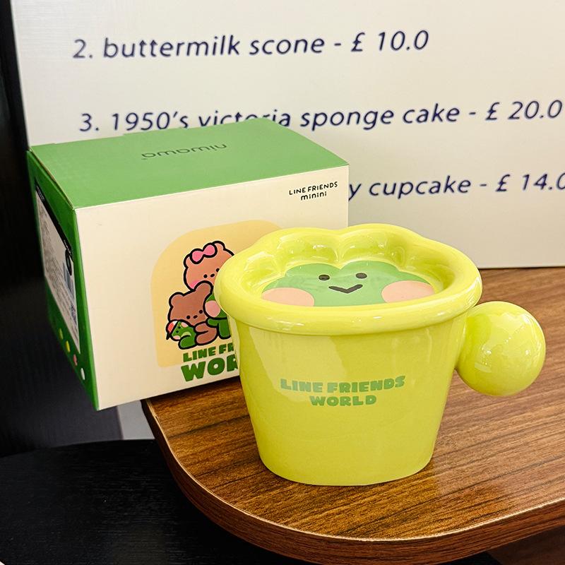 

Cartoon Minini Ceramic Coffee Cup with Lid Cute IP Mug Home Water Cup Children s Day Gift Souvenir 350ml