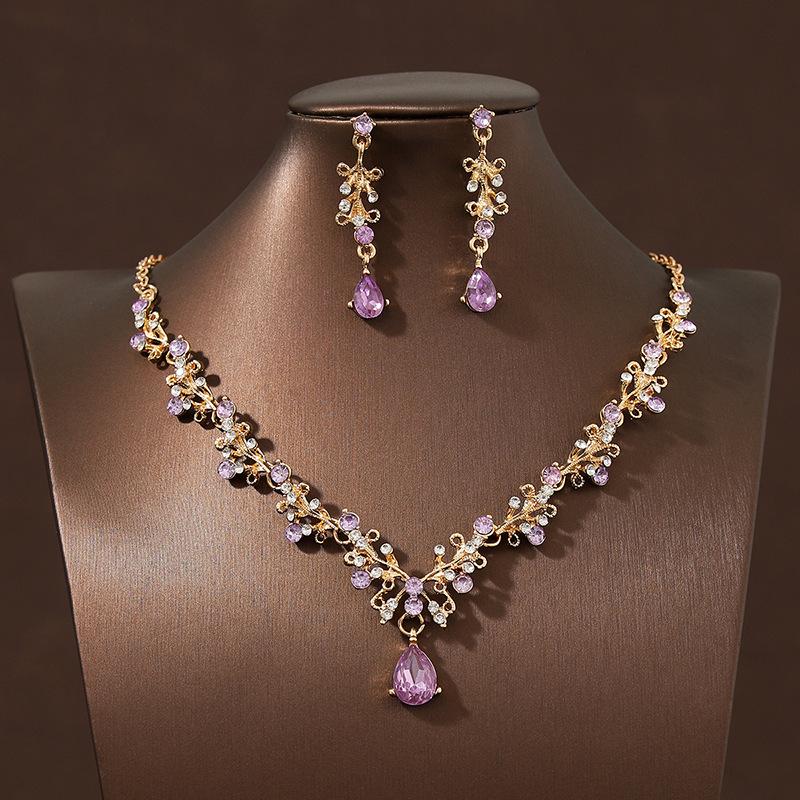 Vintage Black Sparkly Bridal Necklace & Earring Set for Weddings & Parties