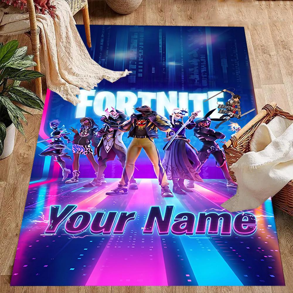 Fortnite Customized Name Floor Rug Office Rug Design for Living Rooms Foyer Dining Room Hallway Anti-slip Rug Anime Office Decor