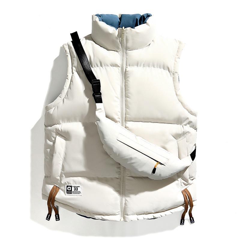 Cotton clothes men wear sleeveless vests on both sides, winter versatile warm jacket, stand-up collar casual cotton-padded clothes, trendy couples