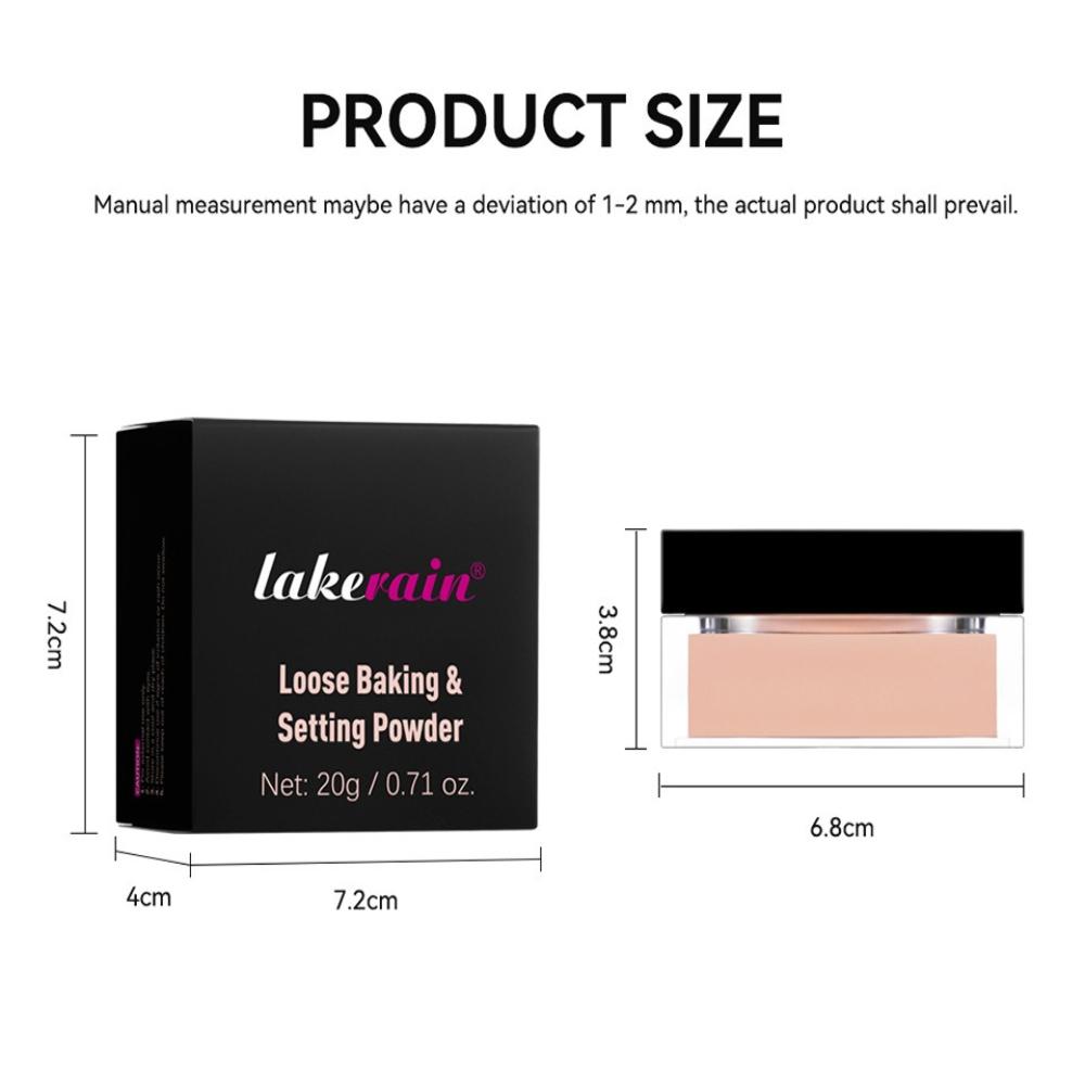 Lakerain Square Loose Setting Powder - Long-Lasting Oil Control Translucent Face Powder, Natural Coverage Pore Blurring Makeup Finishing Powder