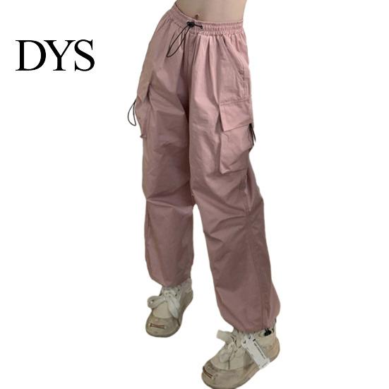 Pantaloni della tuta tinta unita da donna Pantaloni cargo Vita alta Oversize Tasche multiple Asciugatura rapida Coulisse Lunghezza intera Elastico alla caviglia Hip Hop Streetwear