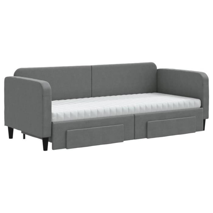 VidaXL Daybed with Trundle and Drawers Dark Grey 80x200 Cm Fabric 3196866
