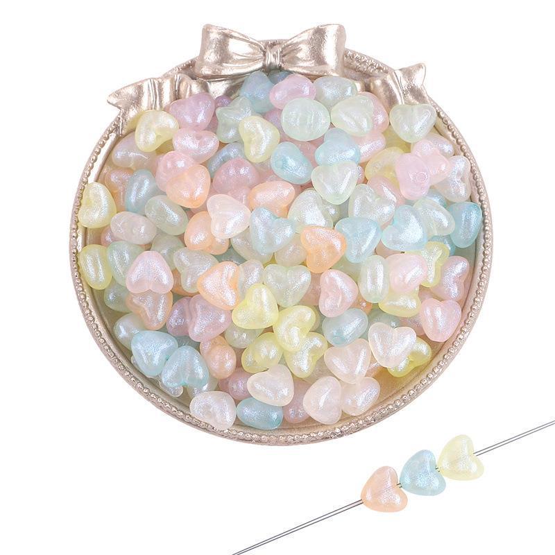 Iridescent Acrylic Pentagram & Peach Heart Beads for DIY Jewelry Making