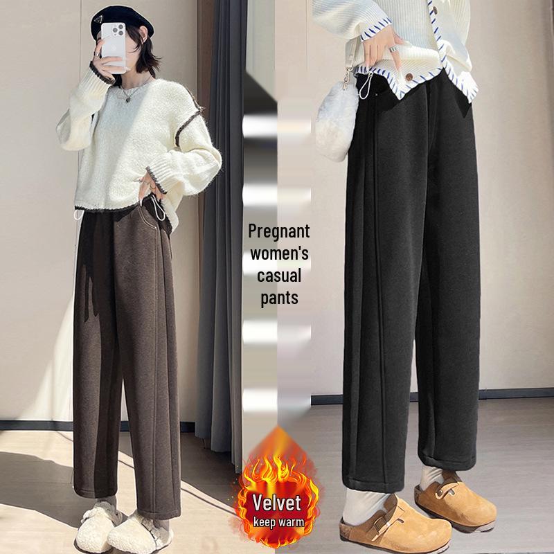 

2025 Autumn/Winter Maternity Wool Harem Pants: High-Waisted, Loose, Straight-Leg, Narrow Sporty Style Extra Large