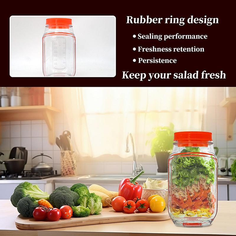 Salad Pod Salad Jar Leakproof Portable With Lid Vegetable Jar Lunch Side Opening Can For Office, School, Travel, Camping