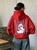 Women's hooded sweatshirt, featuring cat and fish patterns, with a casual style, suitable for running, Y2K trend