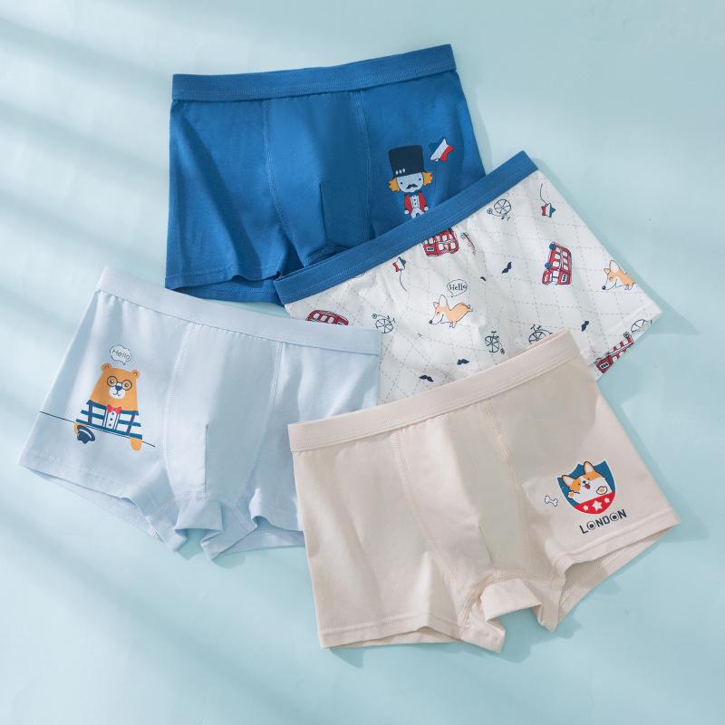 4pcs Cartoon Children's Underwear Four Corners Boy's Underwear