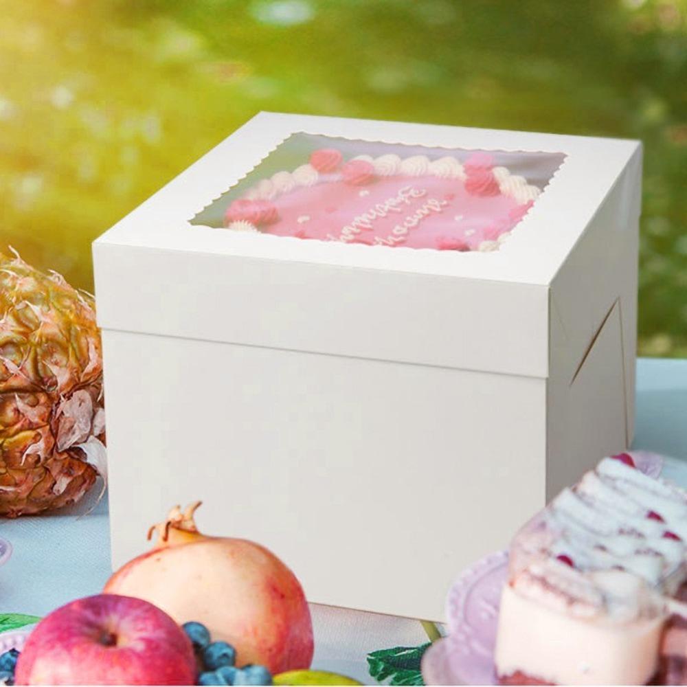 5pcs with Window Cookie Bakery Boxes Square Wedding Pastry Box Cupcakes Treat Boxes  Party Decor