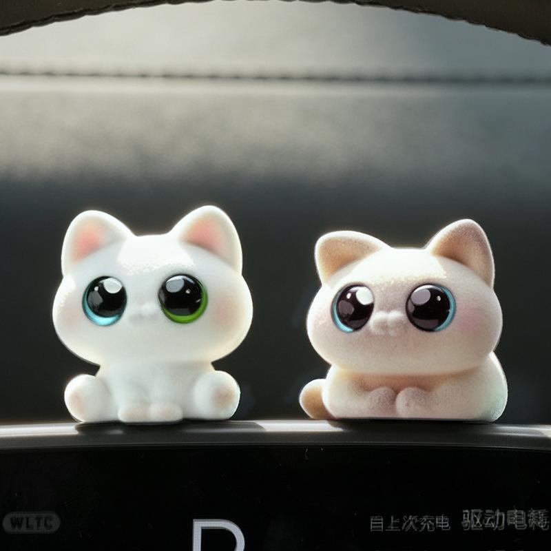 Cute Kitten Car Decoration Item, Car Center Console, Soothing Cartoon Decoration, Desktop Display Screen, Workstation Small Decoration Item