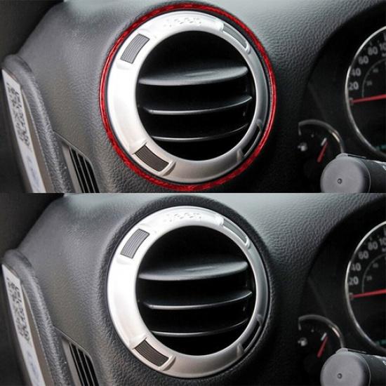 2Pcs For Jeep Wrangler JK 2011-17 Red Carbon Fiber Dashboard Air Vent Cover Trim