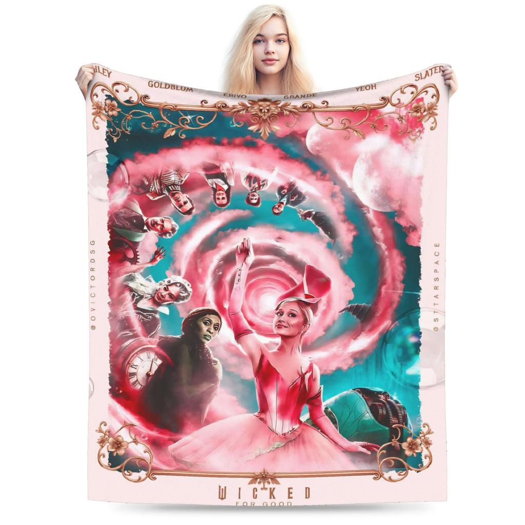 W-Wicked 2 Musical Movie Glinda Elphaba Blanket  Soft Novelty Plush Throw Blanket For Boy Girl Couch Chair Cover