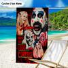 1PC Custom Name Horror Clown Artwork Heart Beach Towel, Lightweight Quick-Dry for Man Woman, for Summer Travel, Swimming Pool Birthday Gift