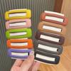 Candy Color Square Leather Hair Clip Pu Leather Side Clip Fashion Girl Hairpin  Travel