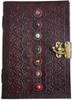 Handmade Leather Journal: Seven Chakra Stone Diary, Handbound Sketchbook