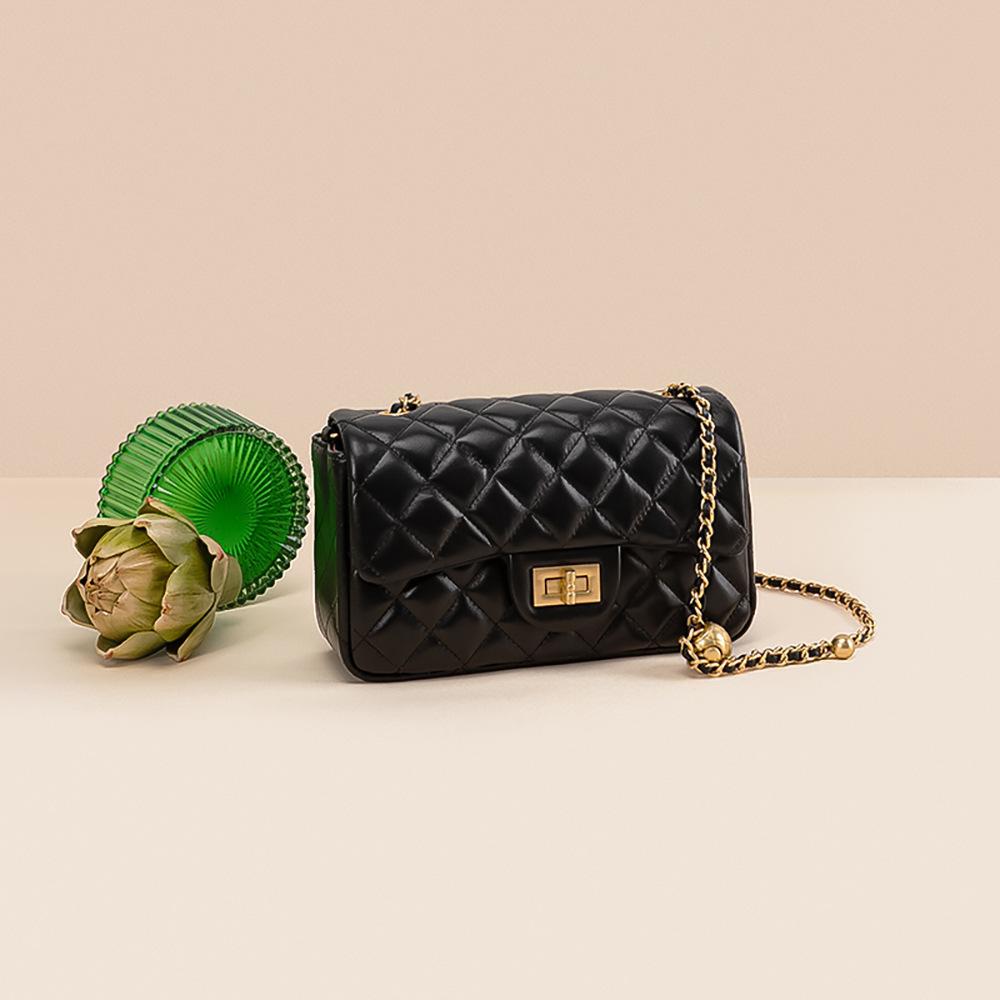 Premium small square bag, first layer cowhide shoulder messenger bag, OEM logo genuine leather women's bag