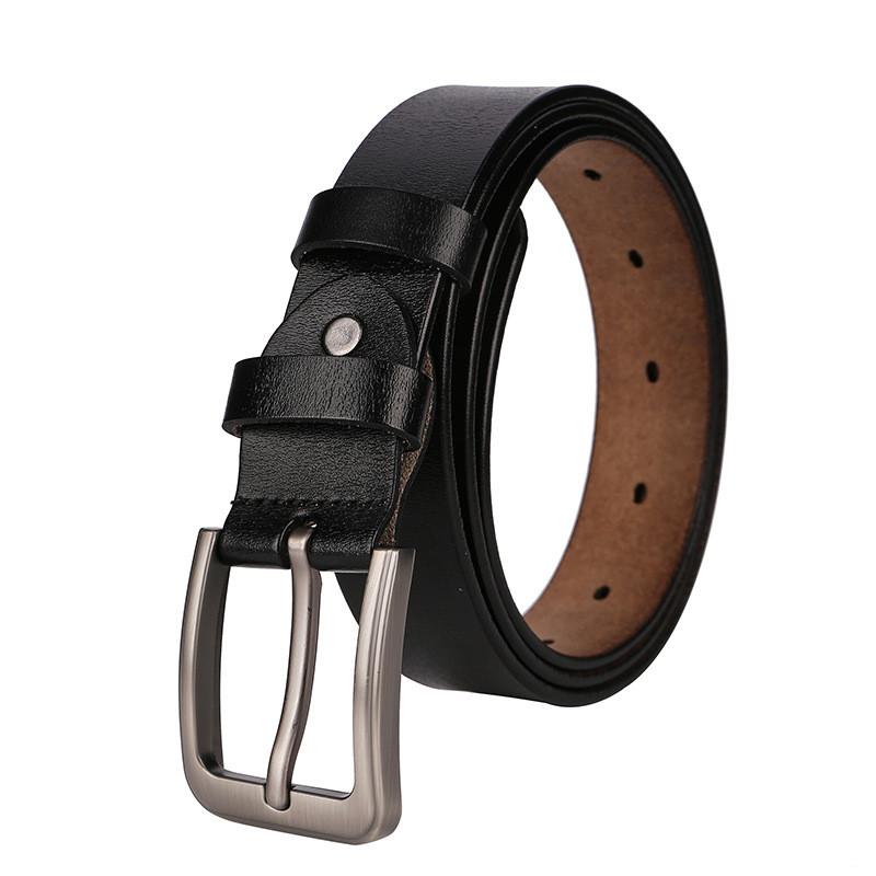 Mens Style Vintage Genuine Leather Waist Belt Metal Pin Buckle Belt Jeans