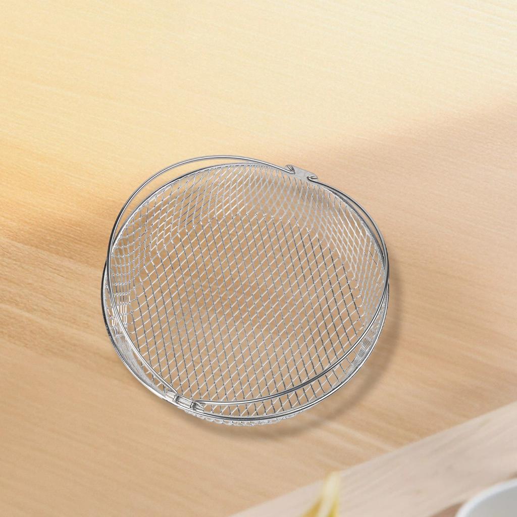 Food Preparation Oven Steamer Mesh Basket Accessory Silvery 304 Stainless Steel Comfortable Handle Dishwasher Safe Easy Cleaning