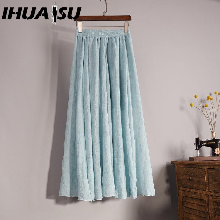 IHUASU Women's Fashion Casual Solid Color Print Summer Spring Skirt
