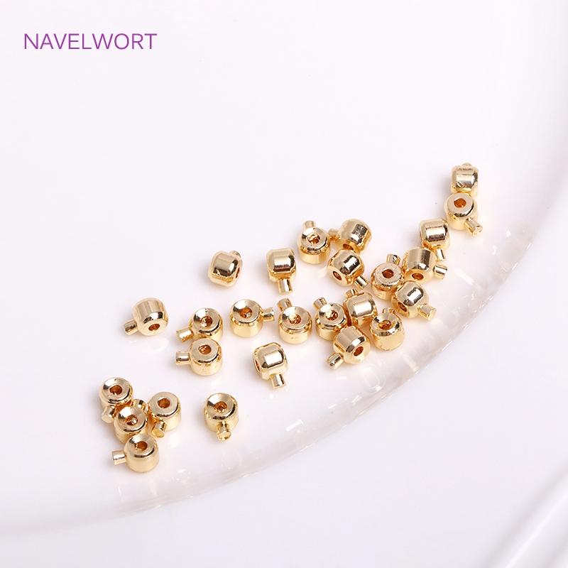 Wholesale 10pcs/20pcs Crimp & End Beads DIY Jewelry Accessories 14k/18K Gold Plating Beading Cord Stopper End Beads Fastener