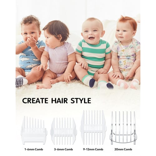 Quiet Baby Hair Clipper Trimmer for Toddlers, Children, and Autism - Waterproof, Rechargeable Cordless Hair Clipper with Ceramic Blades and Haircut Ki