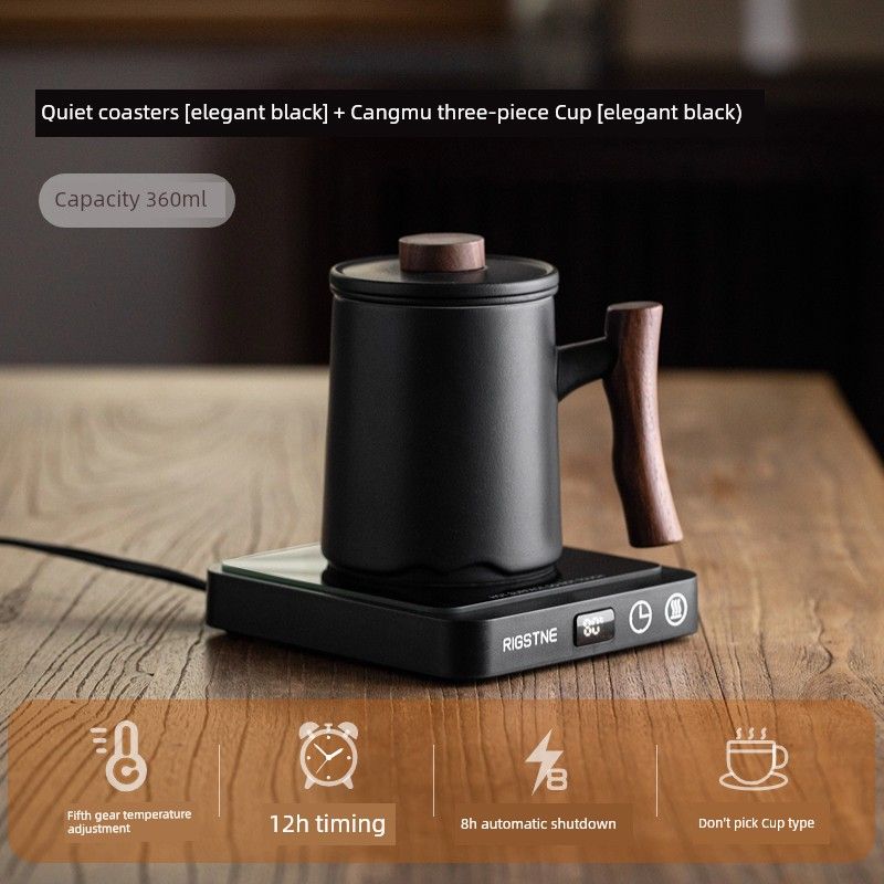 Insulated Coaster Adjustable Temperature Fabulous Milker Heater Pitcher Water Cup Heating Base Cup Heater Office Tea Warmer [Yahei] Jingguan Coaster + Cangmu Cup [Yahei]
