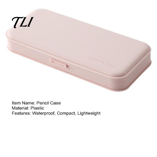 Compact Writing Instrument Holder 2Pcs Simple Pencil Case for Students, Plastic Slim Design Stationery Storage with Multiple Compartments, Lightweight