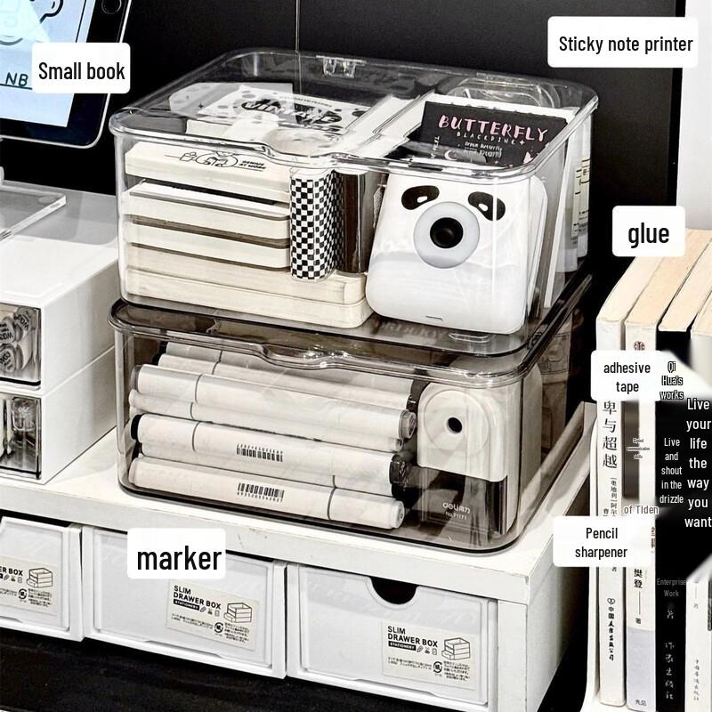 Jiemengzhe Clear Acrylic Flip-Top Desktop Organizer