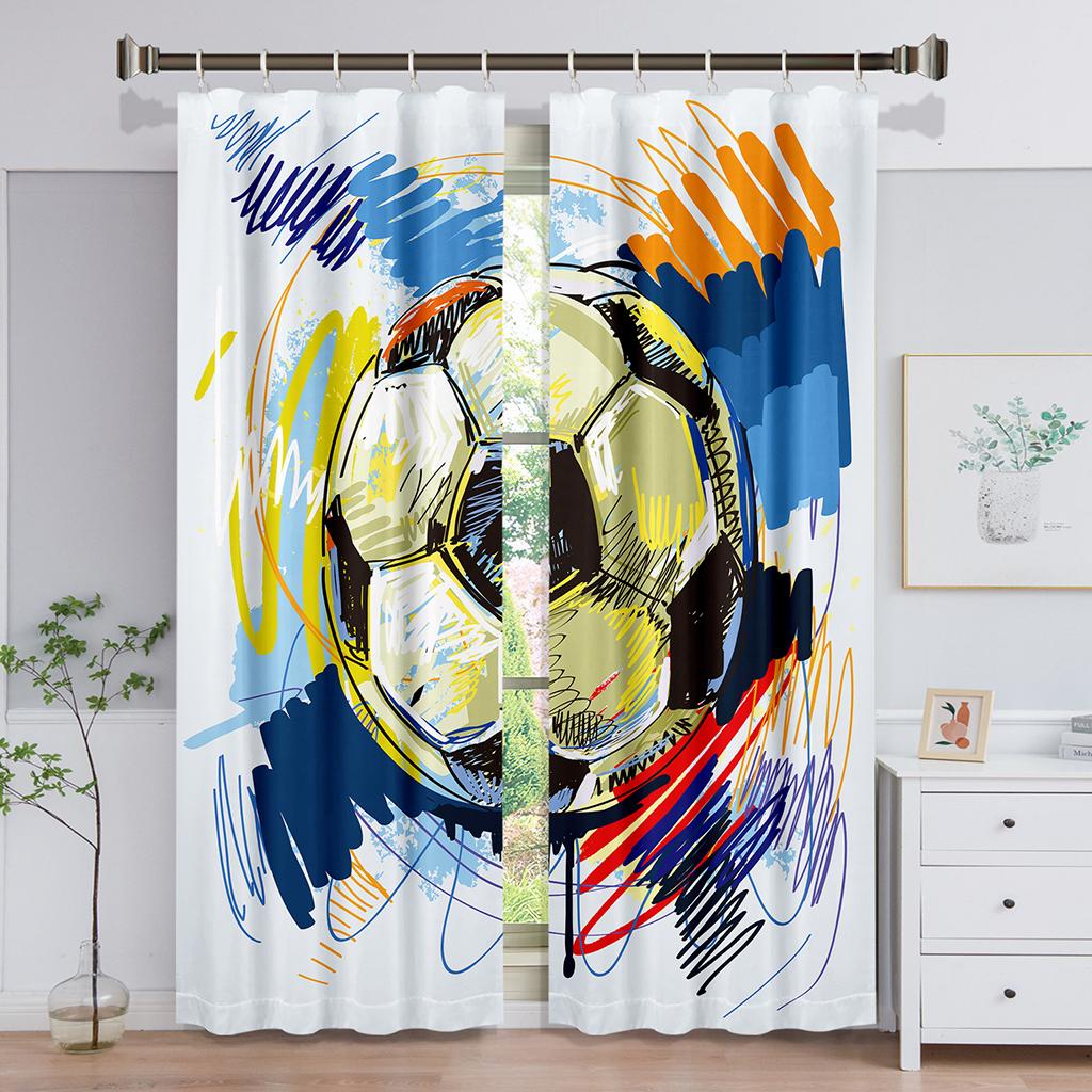 Cool ball curtain football basketball football baseball, a set of two pieces, home bedroom living room curtain