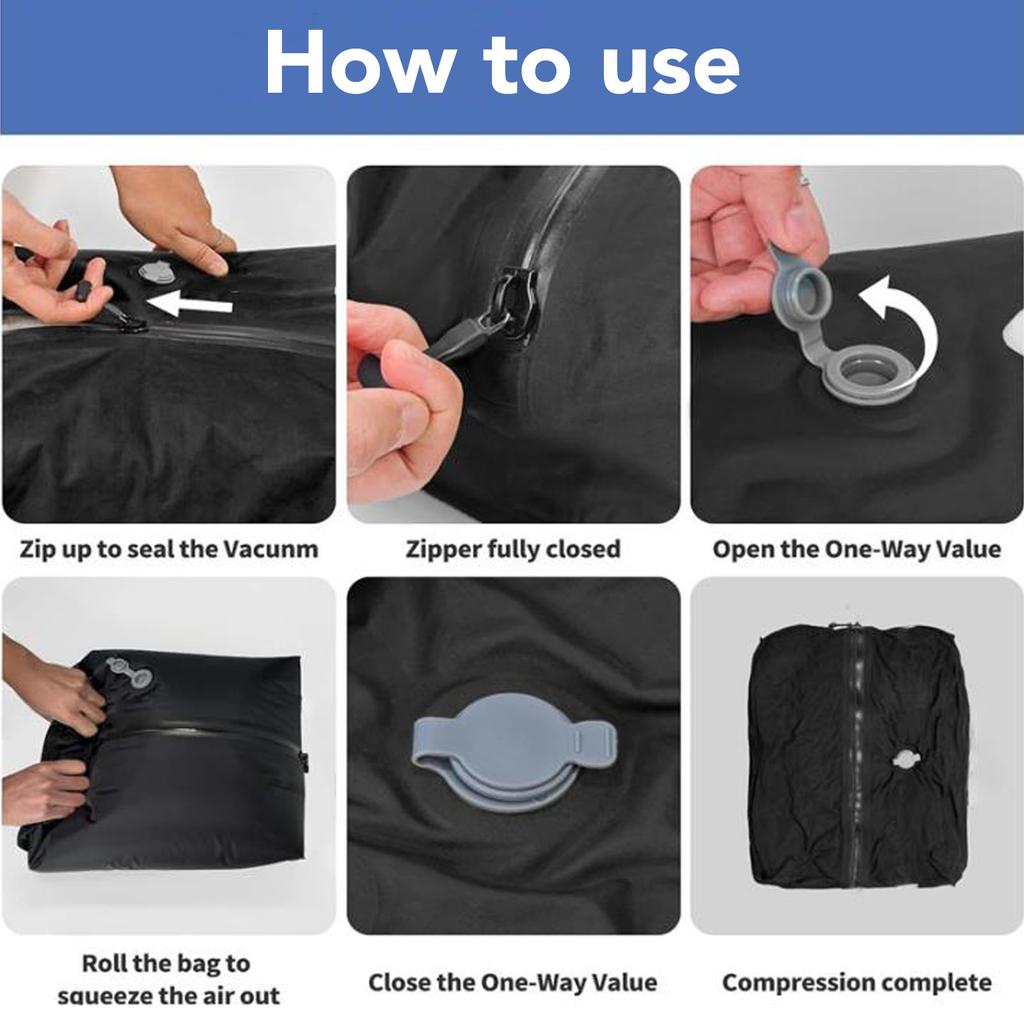 Travel Vacuum Bag Space Saving 16L Reusable Splash Proof TPU Vacuum Compression Bag for Suitcase Backpack Vacuum Compression Bag