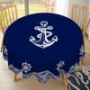 1 kus Letní ubrus na stůl, kulatý a obdélníkový, s námořním motivem, k dispozici v různých velikostech, design s potiskem modrých vlnovek, Jaro, Kuchyňský stůl