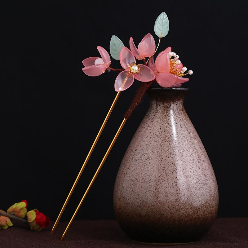 Design Hanfu Hairpin, Hairpin, Glazed Flower Step Fringed Hairpin, Ancient Costume Head Jewelry, Super Fairy