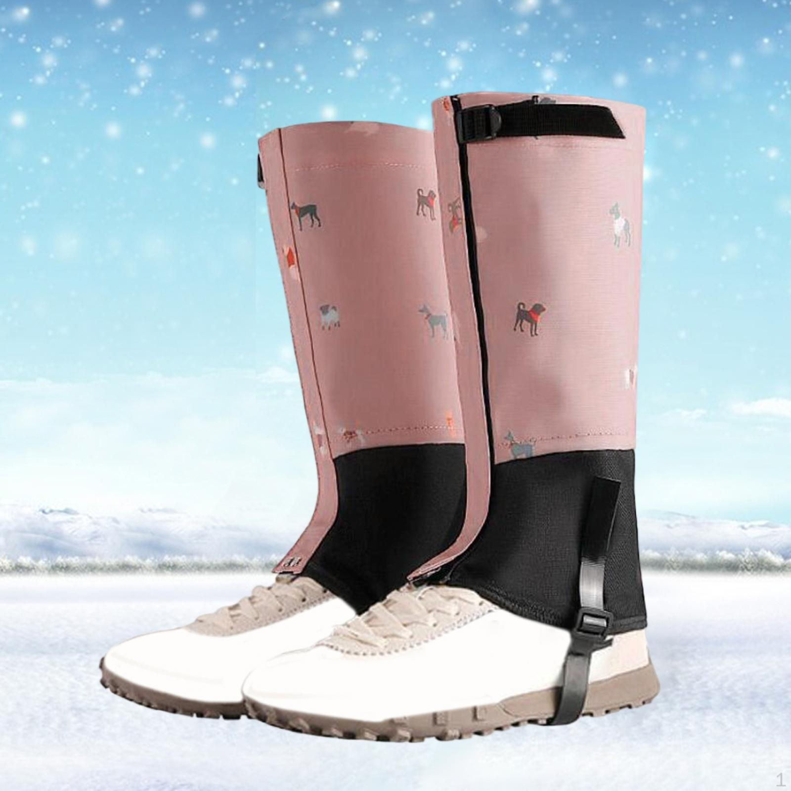 Детские гетры для пеших походов, дышащие, портативные, регулируемые, детские снежные гетры, зимние чехлы для обуви розовый
