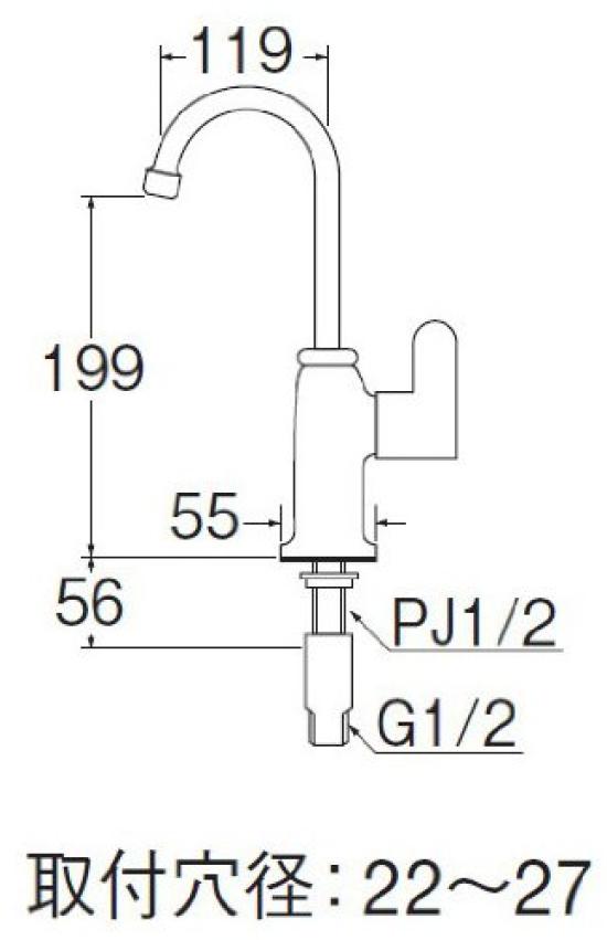 SANEI Party Vertical Flexible Faucet Cold Region Specification [Ceramic Faucet/for Sink] JA546HCK-13