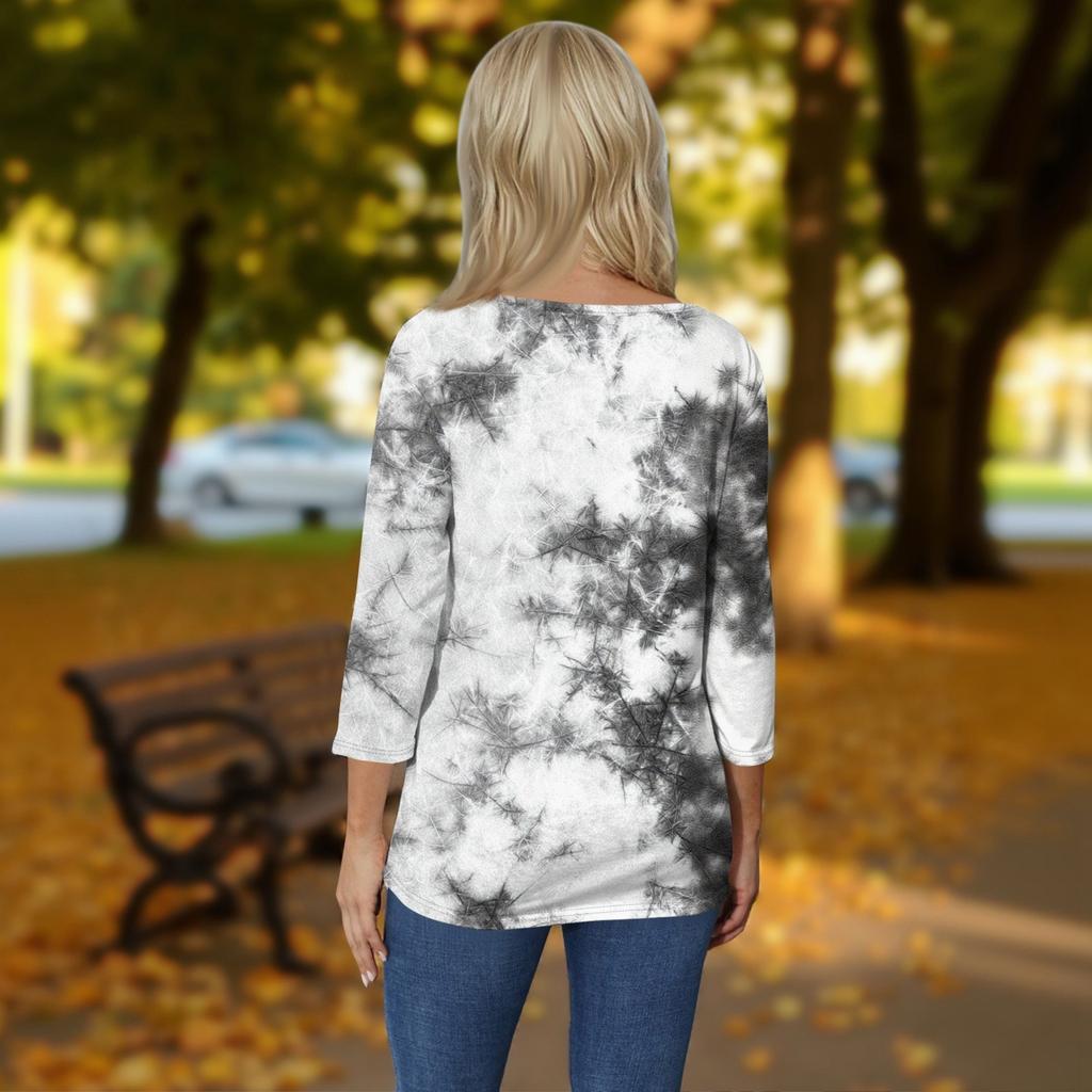 Dámské tričko Tričko Potisk Tlačítko 3/4 rukáv Denní víkend Móda Basic s výstřihem do V Regular Top