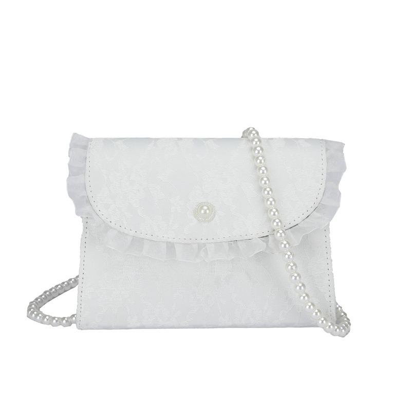 Sweet Wind Lace Oblique Span Small Bag Fashionable Small Fresh Popular Pearl Chain Shoulder Bag