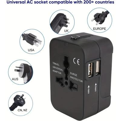 Dual USB Ports Universal Travel Adapter UK To EU Plug Adapter Wall Charger AC Power Converter World for USA EU UK AUS