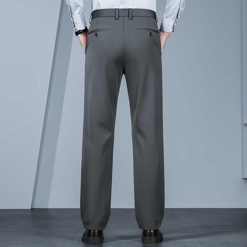 Fengxun Men's Thickened Stretch Business Casual Straight Trousers